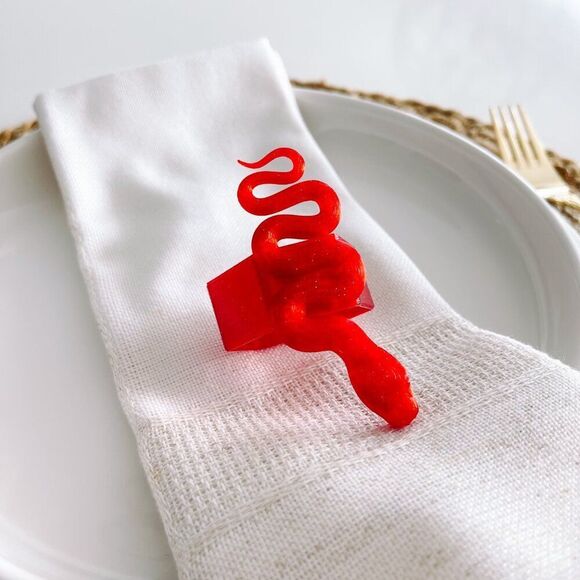 Year of the Snake - Napkin Rings – Red Glitter - Handmade Event Party Planner - Picture 9 of 15